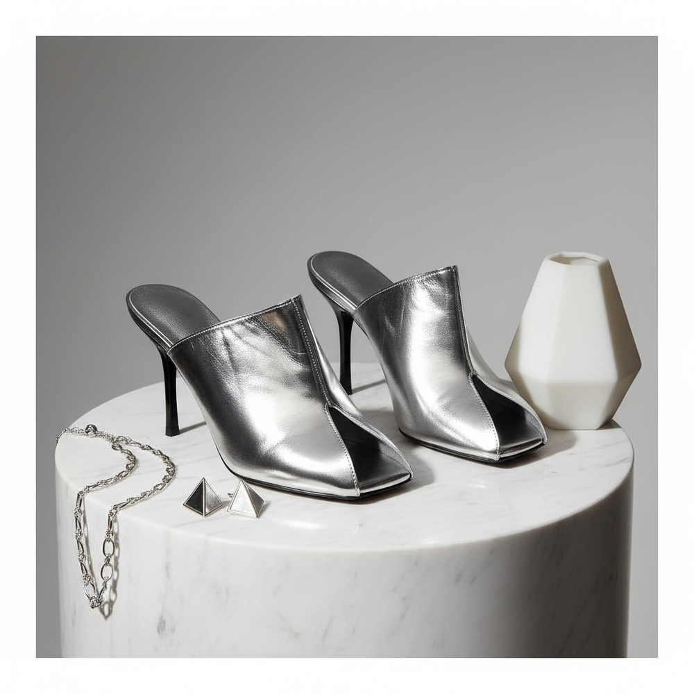 Silver Heeled Sandals for Women